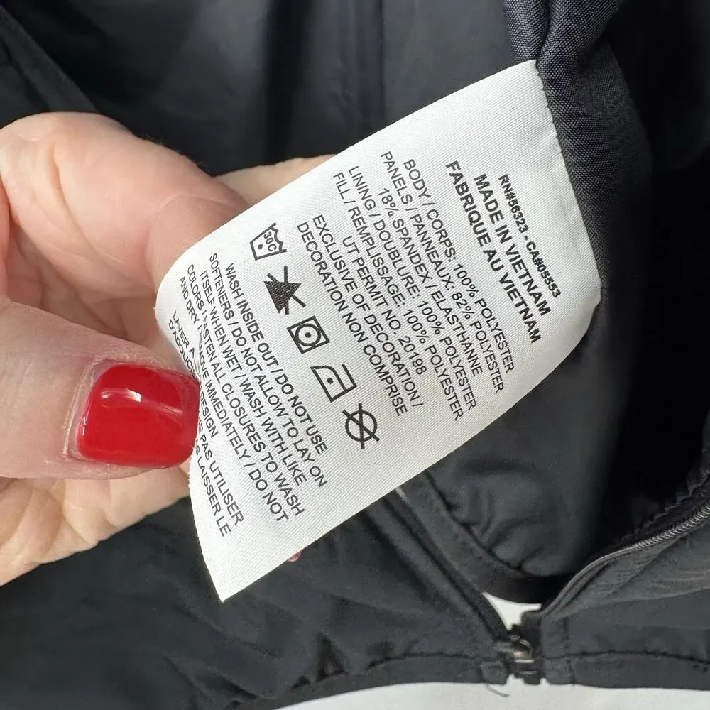 Nike THERMA-FIT Gray Black Quilted Full Zip Jacket Thumbholes Womens XS